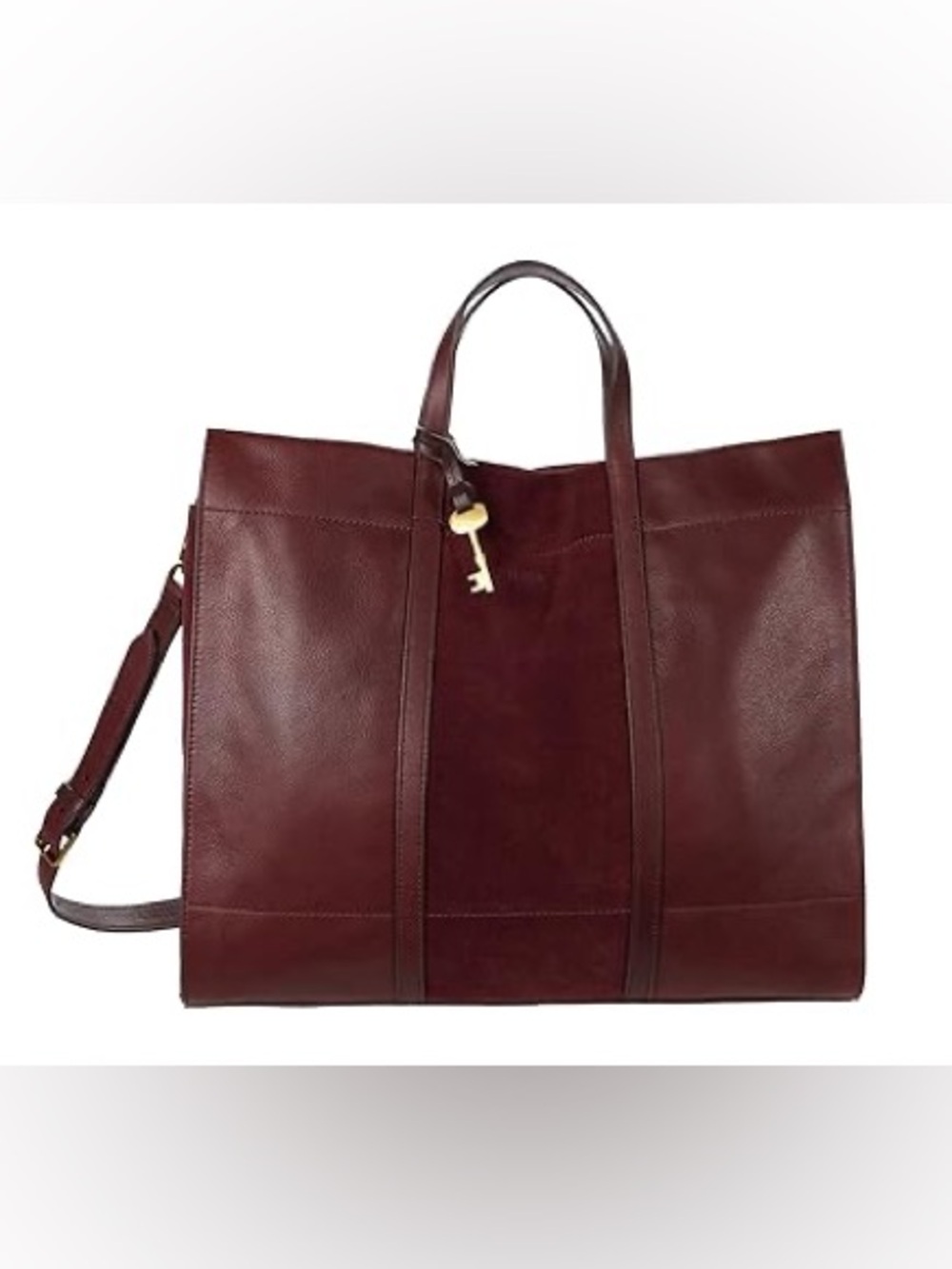 Fossil Burgundy Leather & Suede Tote